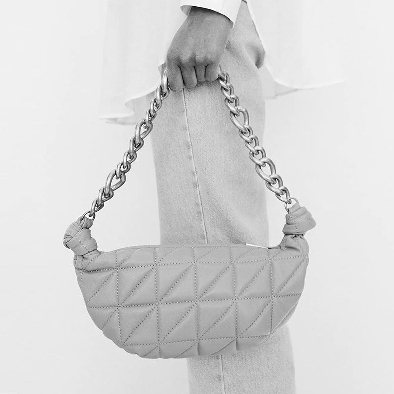 Quilted Half Moon Shoulder Bag | D'STINGUISHED